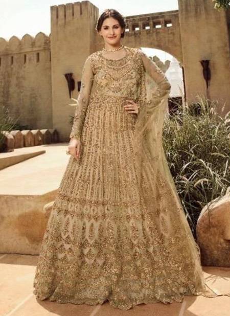 Beige Colour Amyra Shaivi Glossy New Latest Designer Ethnic Wear Net Salwar Suit Collection 15035
